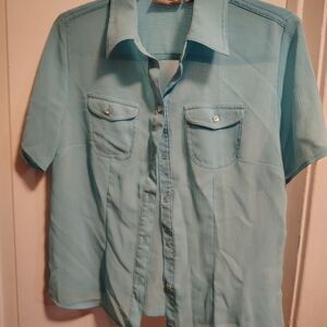 Croft & Barrow Aqua Short Sleeve Shirt